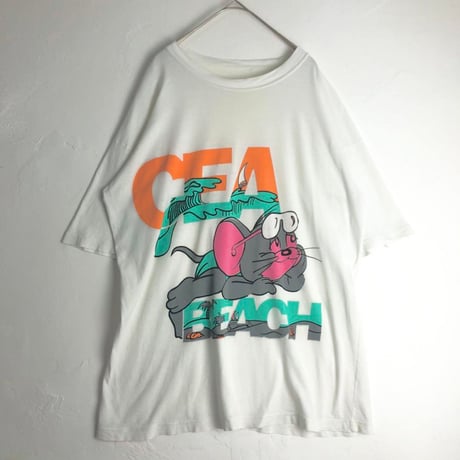 Tom and Jerry トムジェリ　Tシャツ　ビッグプリント　白