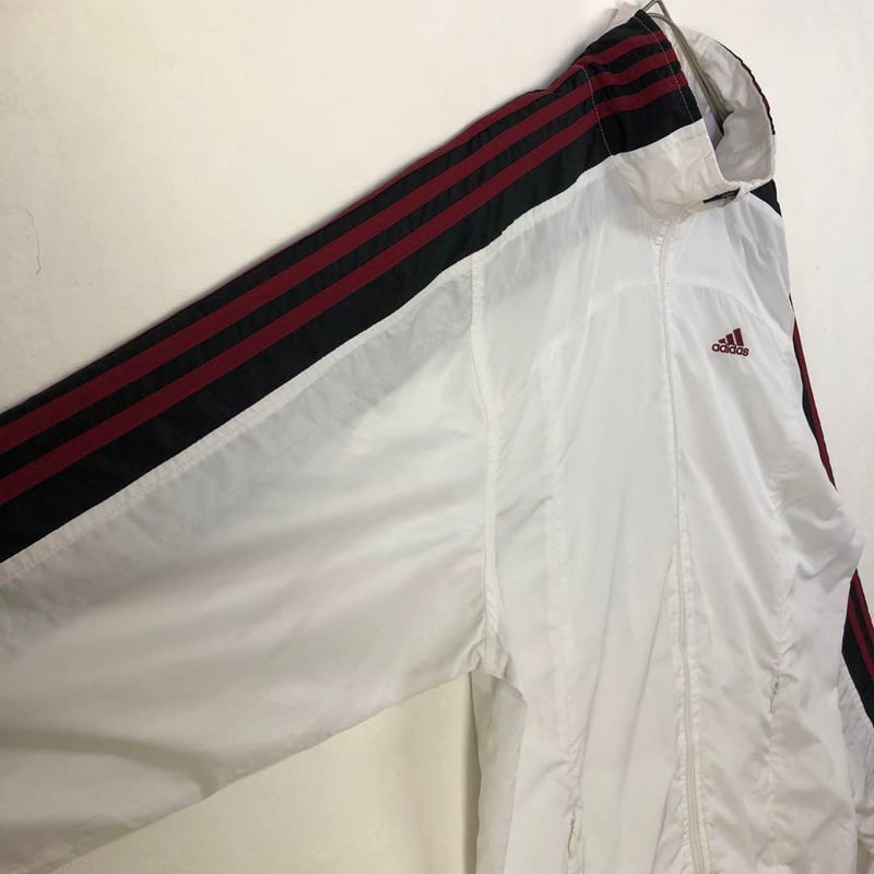 アディダス 刺繍 ロゴ 袖ライン トラック ジャケット ジャージ 白