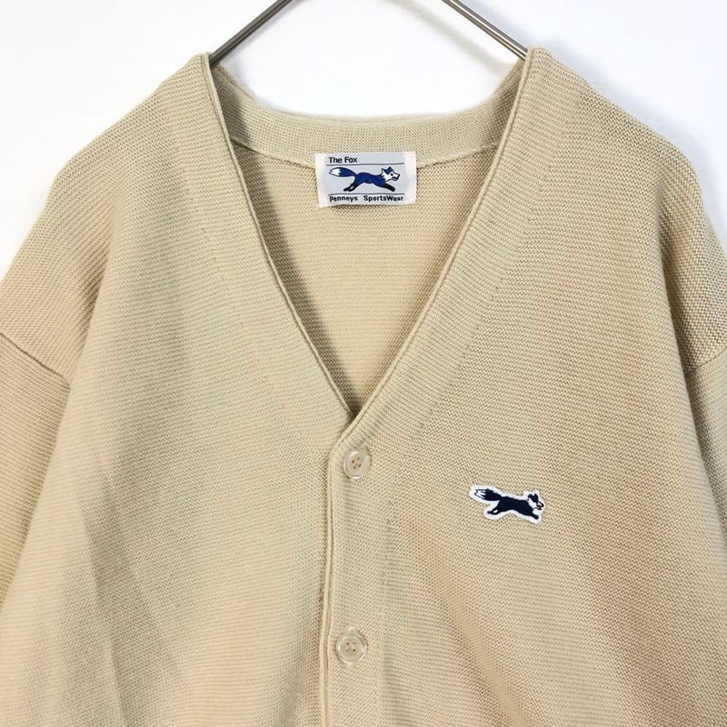 The Fox ペニーズ カーディガン 刺繍 ロゴ キツネ ベージュ | PEACE TOWN
