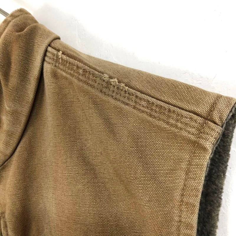 カーハート ダック地 ジャケット ベスト 革タグ ロゴ ブラウン | PEACE