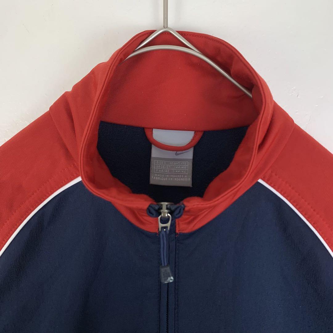 00's ナイキ 刺繍 ロゴ トリコロール トラック ジャケット ジャージ 紺