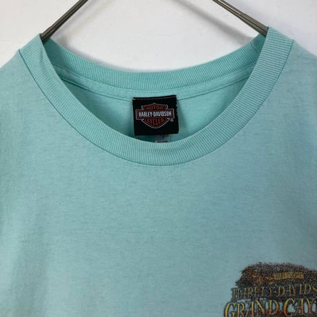 ハーレーダビッドソン　両面　ビッグロゴ　半袖　Tシャツ　水色