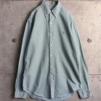 M ラルフローレン ポニー 刺繍 ロゴ チェック ボタンダウン BD シャツ 緑