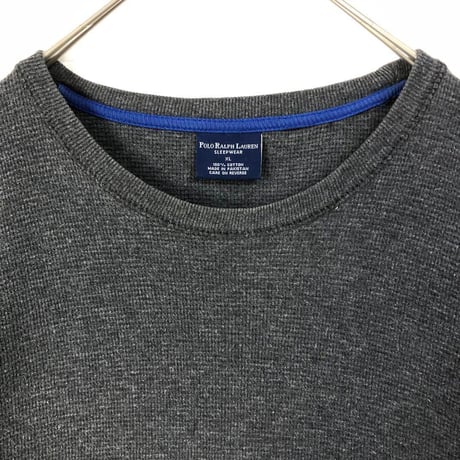 ポロ　ラルフローレン 刺繍　ロゴ　ロンT ワッフル　ゆるだぼ　グレー