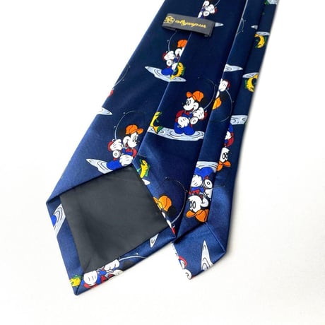Disney ミッキー　ディズニー　釣り　総柄　ネクタイ　ネイビー