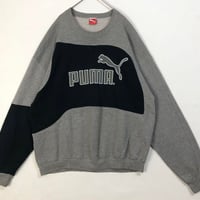 プーマ　リメイク　再構築　刺繍　ロゴ　スウェット　トレーナー　紺　グレー