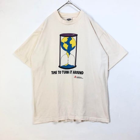 USA製　90s シングルステッチ　地球　砂時計　ビッグロゴ　Tシャツ