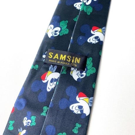 SAMSIN ミッキー　ディズニー　総柄　ネクタイ　黒