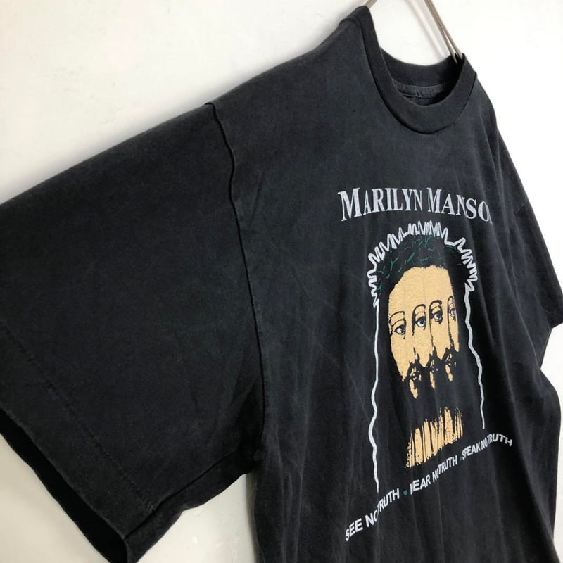BOOTLEG シングルステッチ マリリンマンソン ロゴ 半袖 Tシャツ 黒