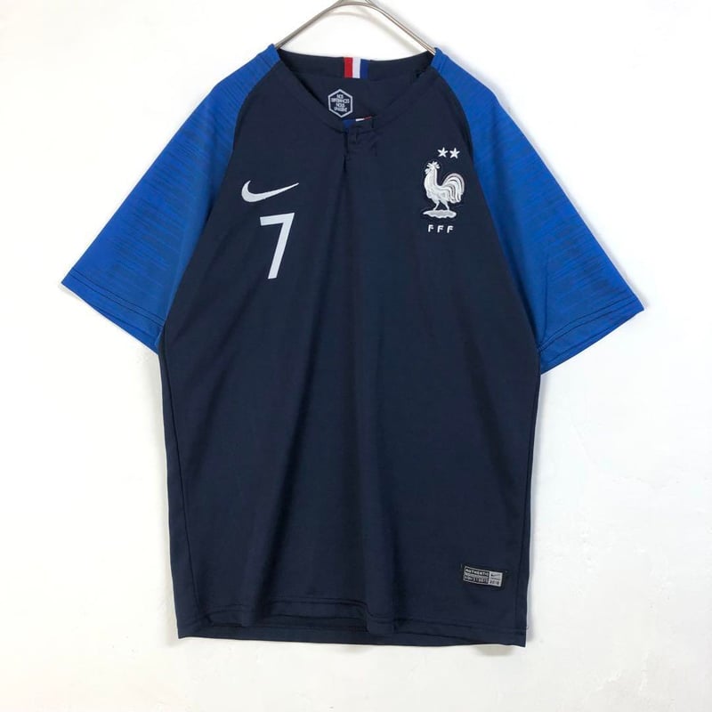 NIKE フランス ゲームシャツ ユニフォーム サッカー 刺繍 ロゴ 紺 S