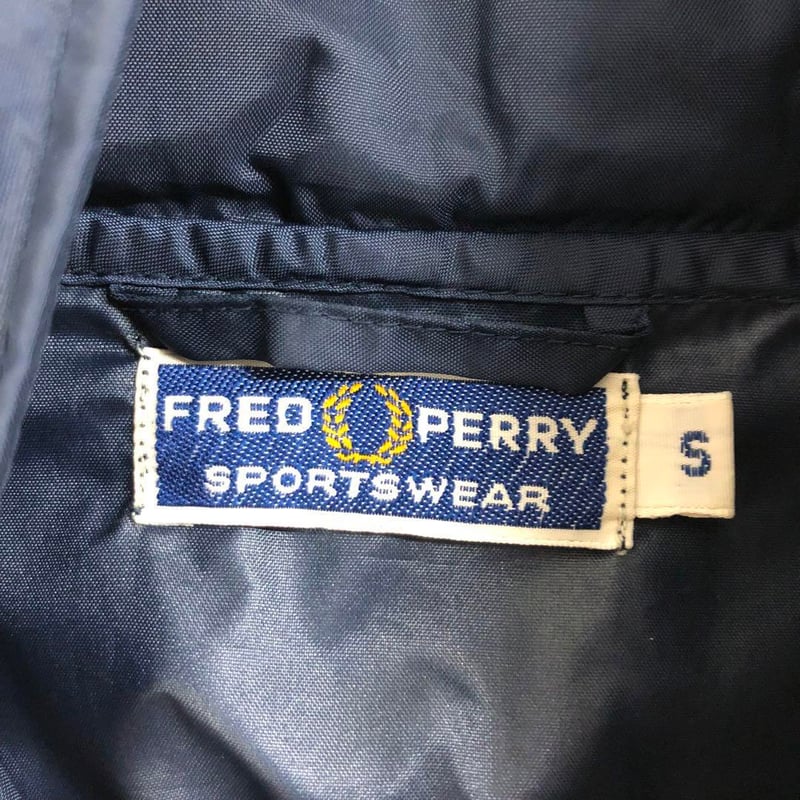 80s フレッドペリー ジャージ ナイロンジャケット 刺繍 ロゴ 紺
