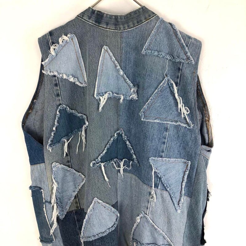 3545 リメイク　再構築　インディゴ　デニム　パンツ　パッチワーク CHANGES（チェンジーズ） REMAKE PATCHWORK DENIM PANTS