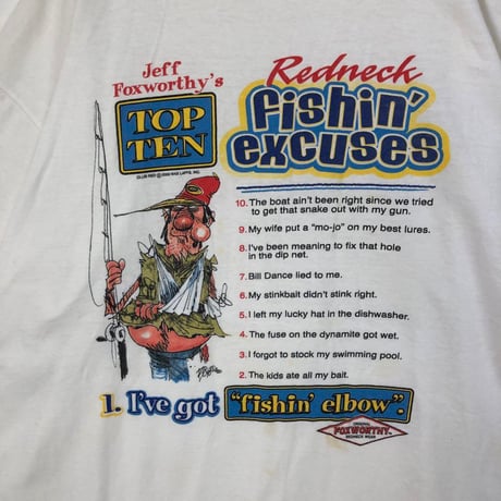 00s　フィッシング 釣り人　魚　ビッグロゴ　半袖　Tシャツ　白