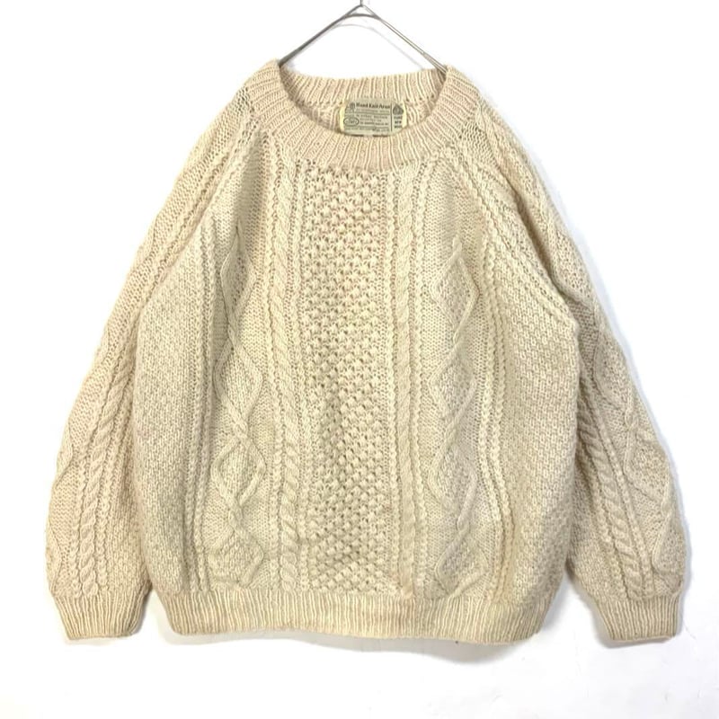 英国製 フィッシャーマン アランニット セーター ウール 100% 白