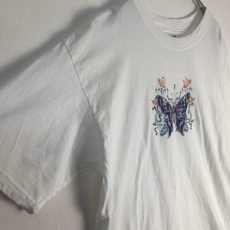 anvil  バタフライ　蝶　ホワイト　キラキラ　ビッグプリント　Tシャツ