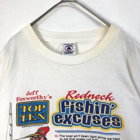 00s　フィッシング 釣り人　魚　ビッグロゴ　半袖　Tシャツ　白
