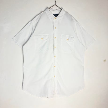 90's POLO Ralph Lauren　ポロ　ラルフローレン　OCEAN SHIRT　半袖　シャツ　ホワイト