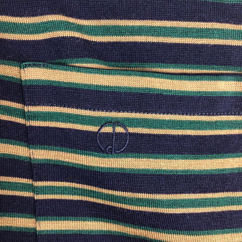 dunhill ダンヒル イタリア製 長袖 ポロシャツ ボーダー ロゴ 刺繍 紺 