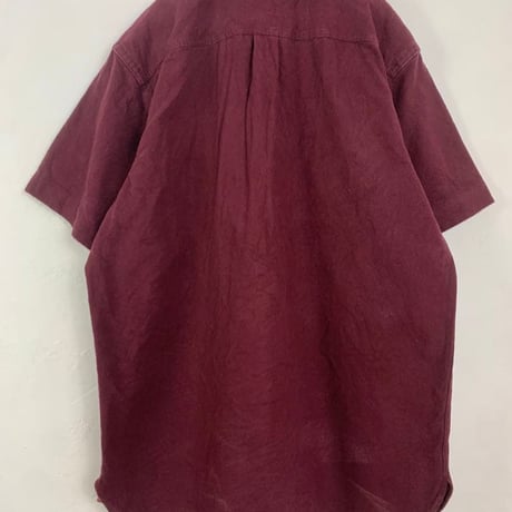 エルエルビーン　コットン　ネルシャツ　半袖　シャツ　ボルドー