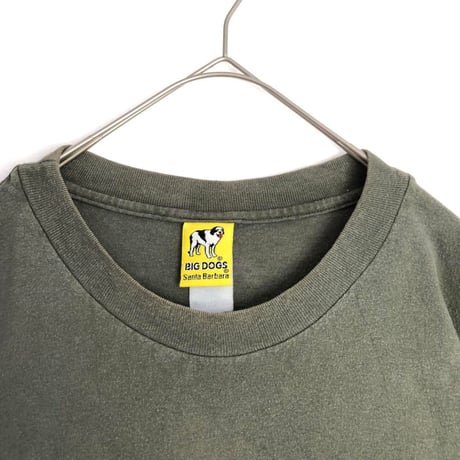 BIGDOGS　ビッグドッグ　刺繍　ロゴ　半袖　Tシャツ　カーキ
