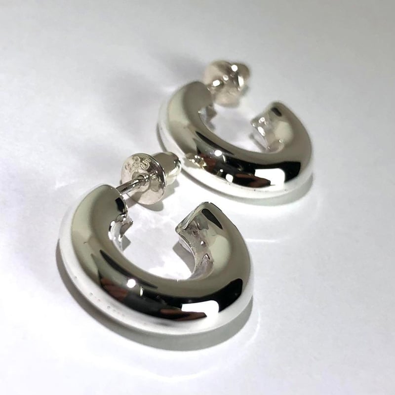 1003 シルバー　925 SILVER フープピアス　 刻印　両耳 SILVER シルバー 925 太幅 フープピアス 刻印 両耳 布袋付き | PEACE TOWN
