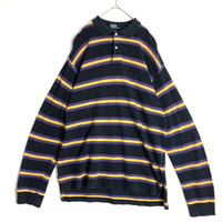 90's　POLO　Ralph Lauren ポロ　ラルフローレン　刺繍　ロゴ　ボーダー　長袖　ポロシャツ