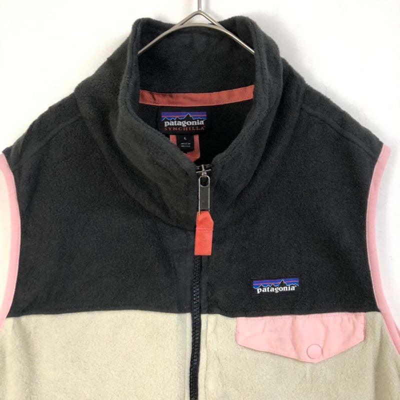 2801 パタゴニア　シンチラ　ベスト　フリース　ロゴ　ゆるだぼ　黒 2801 パタゴニア シンチラ ベスト フリース ロゴ ゆるだぼ 黒