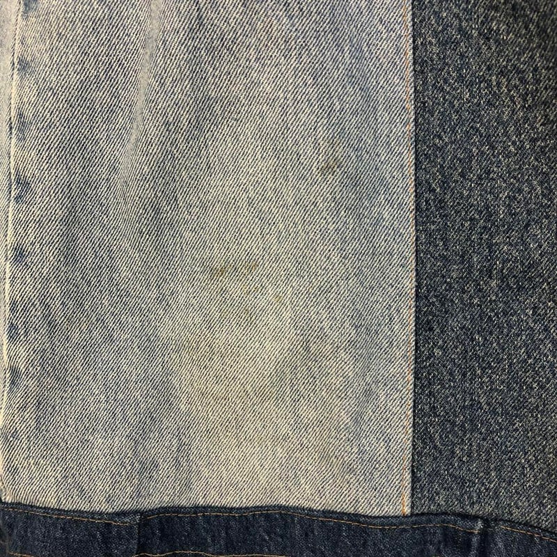 デニム リメイク 再構築 ジャケット ロゴ 切替 パッチワーク XL