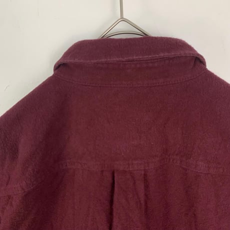 エルエルビーン　コットン　ネルシャツ　半袖　シャツ　ボルドー