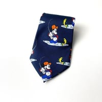 SAMSIN ミッキー　ディズニー　釣り　総柄　ネクタイ　紺