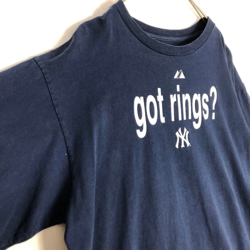got rings? MLB ヤンキース パロディ 半袖 Tシャツ 紺 | PEACE TOWN