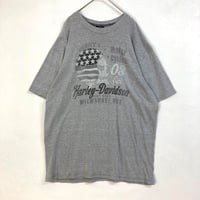 ハーレーダビッドソン　両面　プリント　ビッグロゴ　Tシャツ　グレー