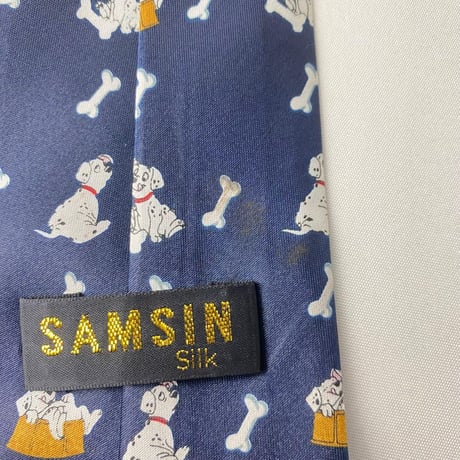 SAMSIN 101匹わんちゃん　ディズニー　総柄　ネクタイ　紺