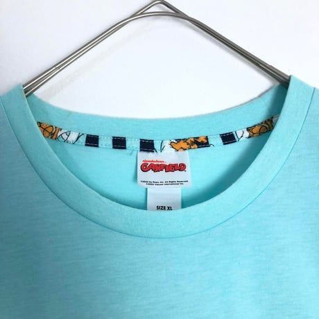 ガーフィールド　キャラT　半袖　Tシャツ　ビッグプリント　水色
