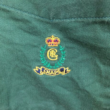 90s チャップス BD  コットン　シャツ　刺繍　ロゴ　緑