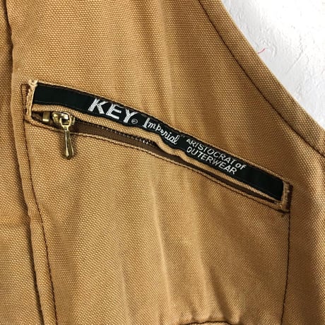 KEY キー　ダック　オーバーオール　キャメル　裏地　キルティング