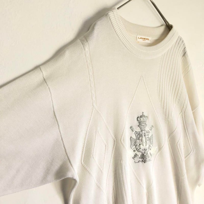 ランセル フランス製 刺繍 ロゴ ニット 半袖 サマーニット 白 | PEACE TOWN