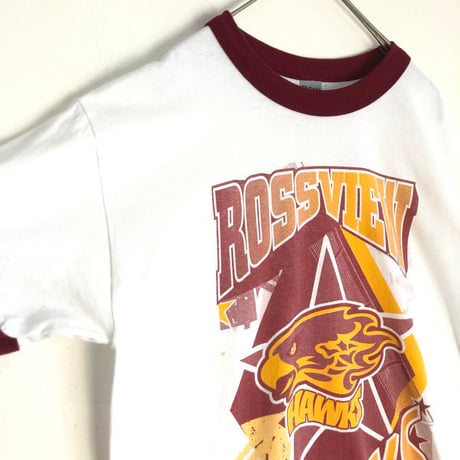 NFL  Haeks　ホークス　ビッグプリント　リンガーT　Tシャツ　半袖