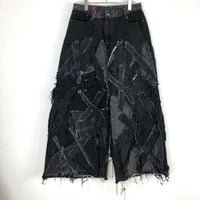 リメイク　ブラックデニム　再構築　パッチワーク　ゆるだぼ　バギーパンツ