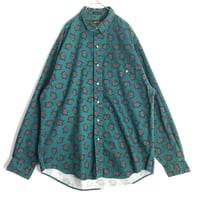 80s 90s Eddie Bauer エディーバウアー　長袖　コットン　シャツ　総柄　緑