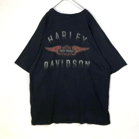 ハーレーダビッドソン　両面　ビッグロゴ　半袖　Tシャツ　黒