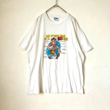 古着　60歳　ヴィンテージ　デザイン　ビッグロゴ　半袖　Tシャツ　白