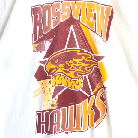 NFL  Haeks　ホークス　ビッグプリント　リンガーT　Tシャツ　半袖