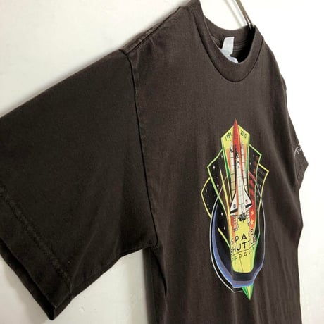 space shuttle　プリント　宇宙　半袖　Tシャツ　テキサス　ブラウン