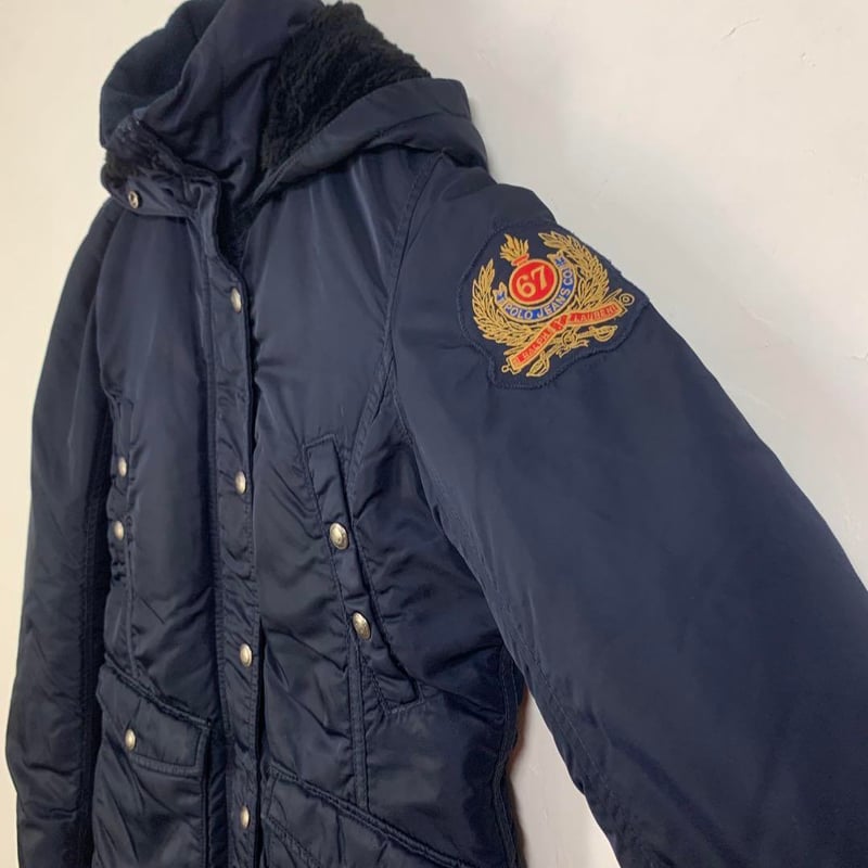 ポロ ラルフローレン 刺繍 ワッペン ダウンコート ジャケット 紺