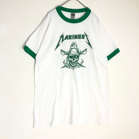MARINER　スカル　海賊　メタリカ　モデリング　リンガーT　Tシャツ　半袖