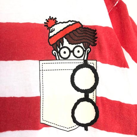 WHERE'S WALDO?  ウォーリー　ボーダー　半袖　Tシャツ　キャラT　赤　白