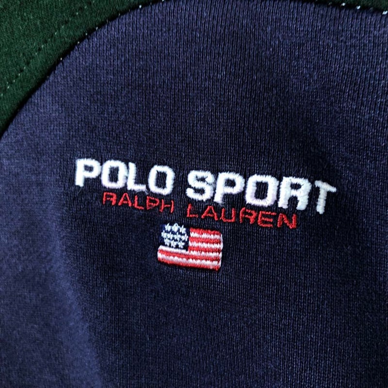 ポロスポーツ リメイク スウェット トレーナー 刺繍 ロゴ 紺 緑