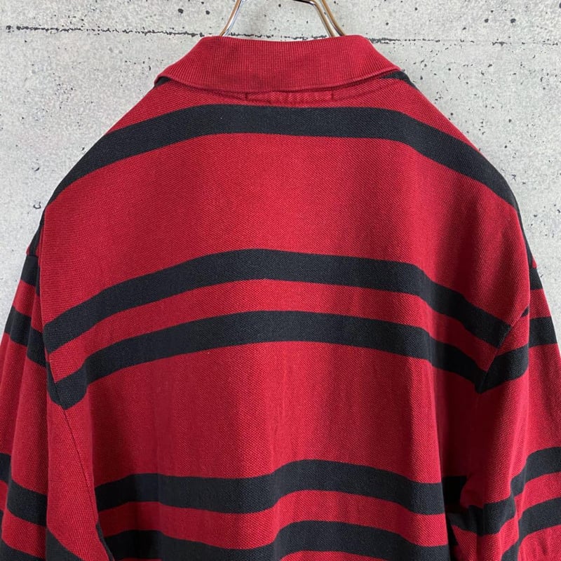 90s POLO ポロ ラルフローレン 刺繍ロゴ ボーダー 半袖 ポロシャツ 