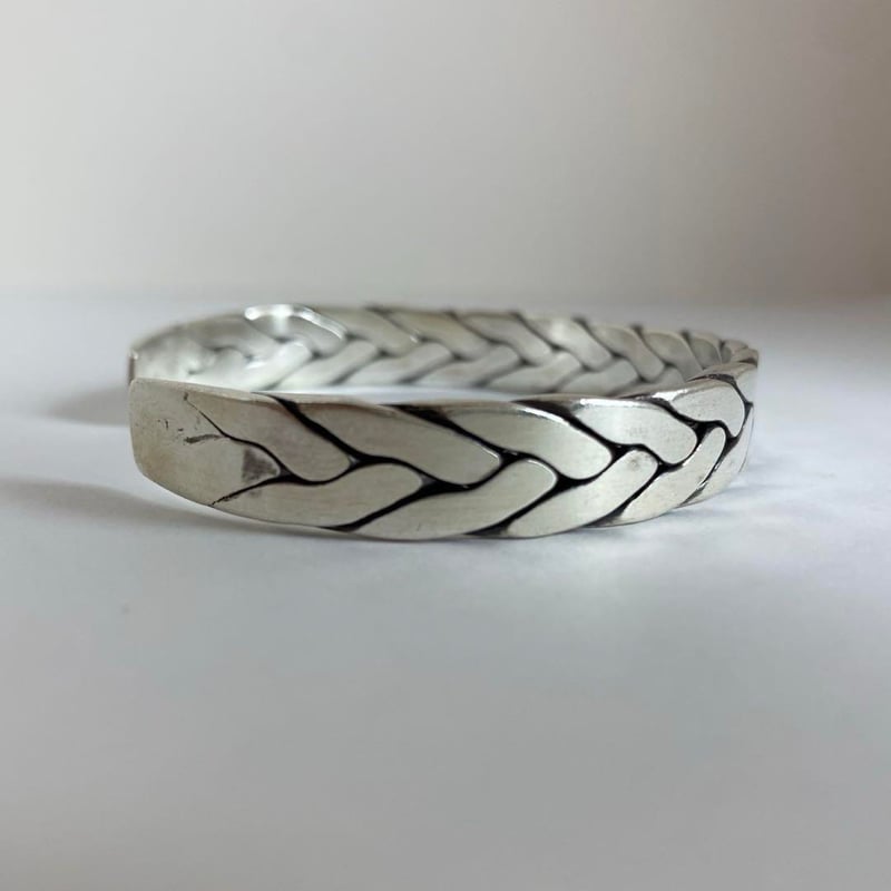 カレンシルバー　編み込み　バングル　ブレスレット　布袋付　ハンドメイド　 925 KARENSILVER カレン シルバー カレン族 バングル 編み込み
